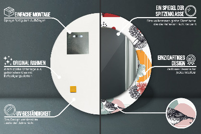 Ronde spiegel met decoratie Abstractie met vogels