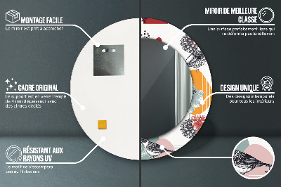 Ronde spiegel met decoratie Abstractie met vogels