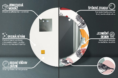 Ronde spiegel met decoratie Abstractie met vogels