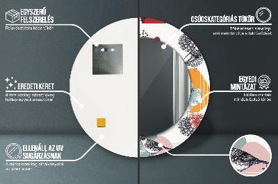 Ronde spiegel met decoratie Abstractie met vogels