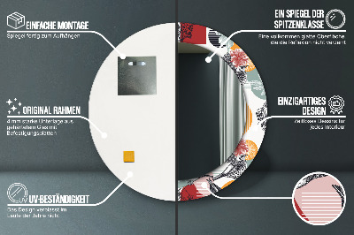 Ronde spiegel met decoratie Abstractie met vogels