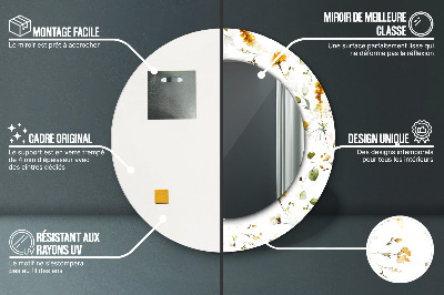 Ronde spiegel met decoratie Wilde bloemen