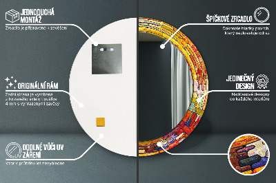 Bedrukte ronde spiegel Kleurrijk glas-in-lood