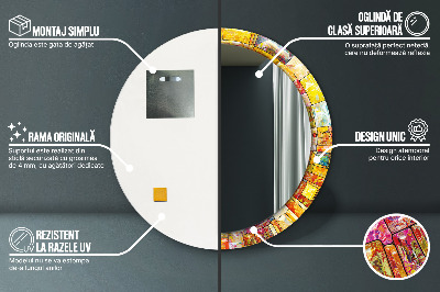 Bedrukte ronde spiegel Kleurrijk glas-in-lood