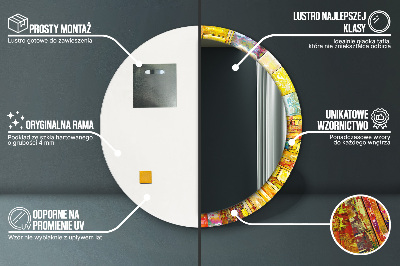 Bedrukte ronde spiegel Kleurrijk glas-in-lood