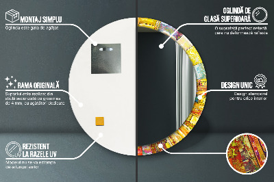 Bedrukte ronde spiegel Kleurrijk glas-in-lood