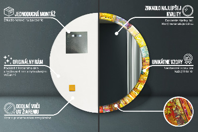 Bedrukte ronde spiegel Kleurrijk glas-in-lood