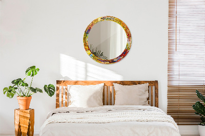 Bedrukte ronde spiegel Kleurrijk glas-in-lood