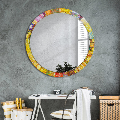 Bedrukte ronde spiegel Kleurrijk glas-in-lood