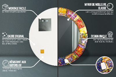 Bedrukte ronde spiegel Kleurrijk glas-in-lood