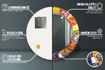 Bedrukte ronde spiegel Kleurrijk glas-in-lood
