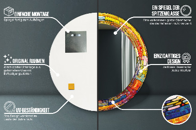 Bedrukte ronde spiegel Kleurrijk glas-in-lood