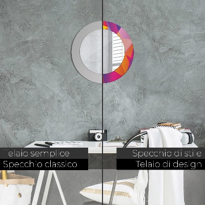 Ronde spiegel met decoratie Geometrische compositie