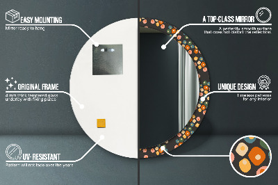 Bedrukte ronde spiegel Bloemenstippen
