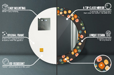 Bedrukte ronde spiegel Bloemenstippen