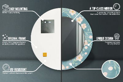Bedrukte ronde spiegel Bloemenpatroon