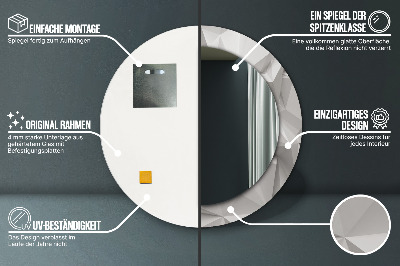 Bedrukte ronde spiegel Abstract wit kristal