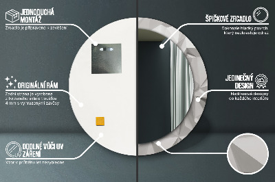 Bedrukte ronde spiegel Abstract wit kristal