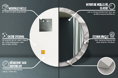 Bedrukte ronde spiegel Abstract wit kristal