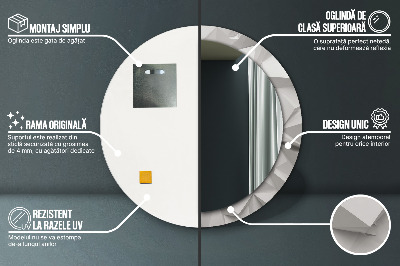 Bedrukte ronde spiegel Abstract wit kristal