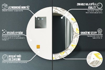 Ronde spiegel met decoratie Gele vogels op de takken