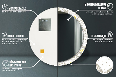 Ronde spiegel met decoratie Gele vogels op de takken