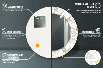 Ronde spiegel met decoratie Gele vogels op de takken