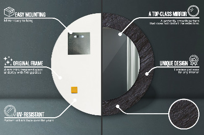 Ronde spiegel met decoratie Zwarte steen