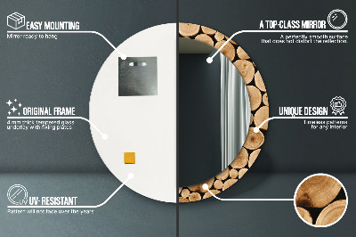 Bedrukte ronde spiegel Houtblokken
