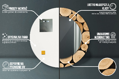 Bedrukte ronde spiegel Houtblokken