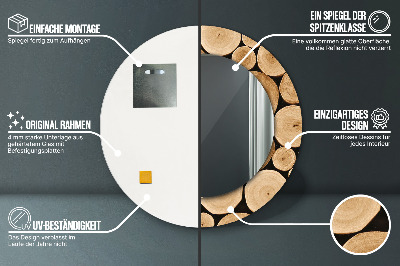 Bedrukte ronde spiegel Houtblokken