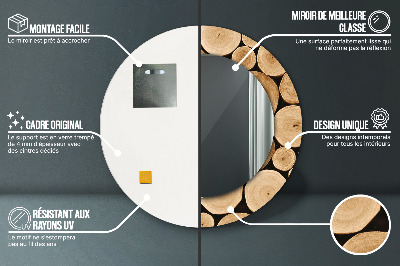 Bedrukte ronde spiegel Houtblokken