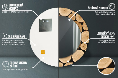 Bedrukte ronde spiegel Houtblokken