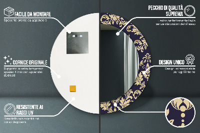 Ronde spiegel met decoratie Bloemenpatroon