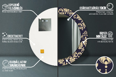 Ronde spiegel met decoratie Bloemenpatroon