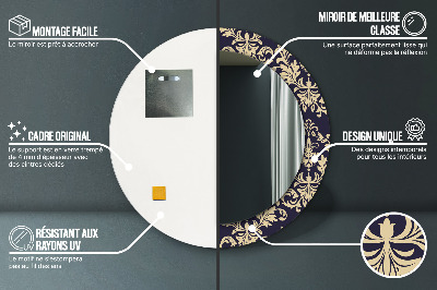 Ronde spiegel met decoratie Bloemenpatroon