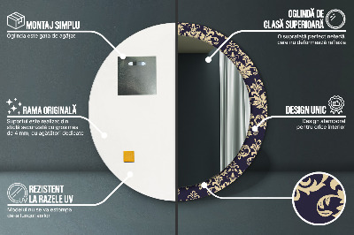 Ronde spiegel met decoratie Bloemenpatroon