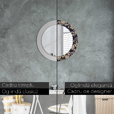 Ronde spiegel met decoratie Bloemenpatroon