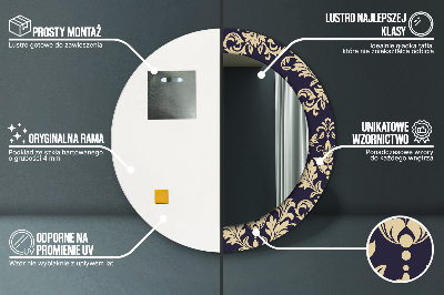 Ronde spiegel met decoratie Bloemenpatroon