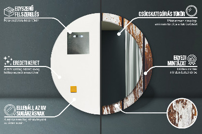 Ronde spiegel met decoratie Vintage donker hout