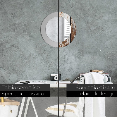 Ronde spiegel met decoratie Vintage donker hout