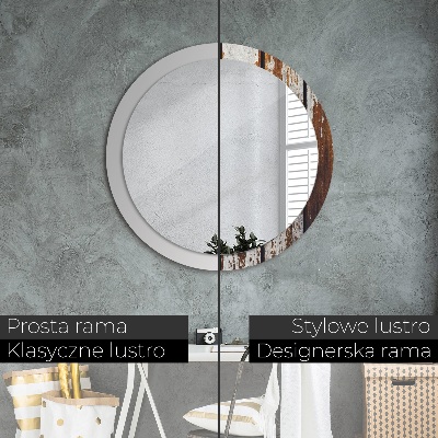 Ronde spiegel met decoratie Vintage donker hout