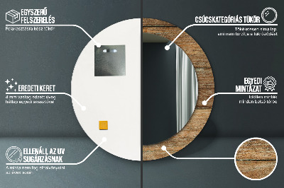 Bedrukte ronde spiegel Oud hout