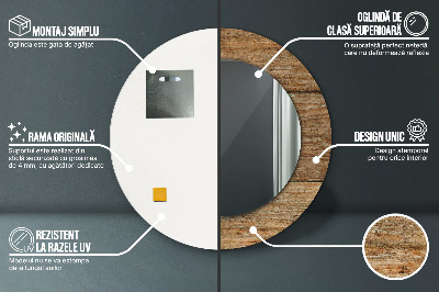 Bedrukte ronde spiegel Oud hout
