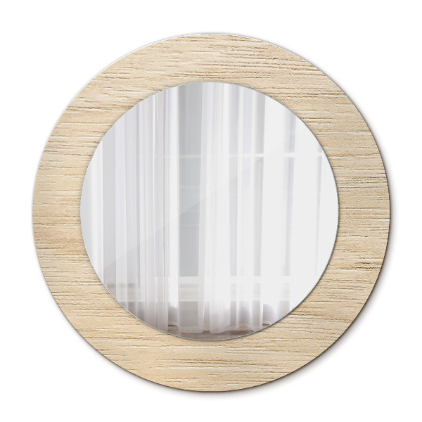Ronde spiegel met decoratie Licht hout