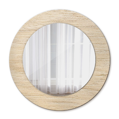 Ronde spiegel met decoratie Licht hout