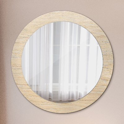 Ronde spiegel met decoratie Licht hout
