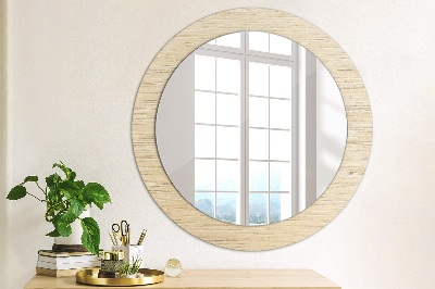 Ronde spiegel met decoratie Licht hout