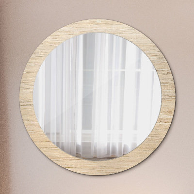 Ronde spiegel met decoratie Licht hout