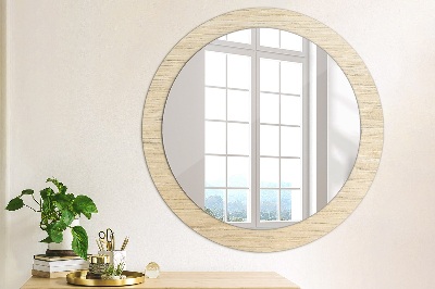 Ronde spiegel met decoratie Licht hout